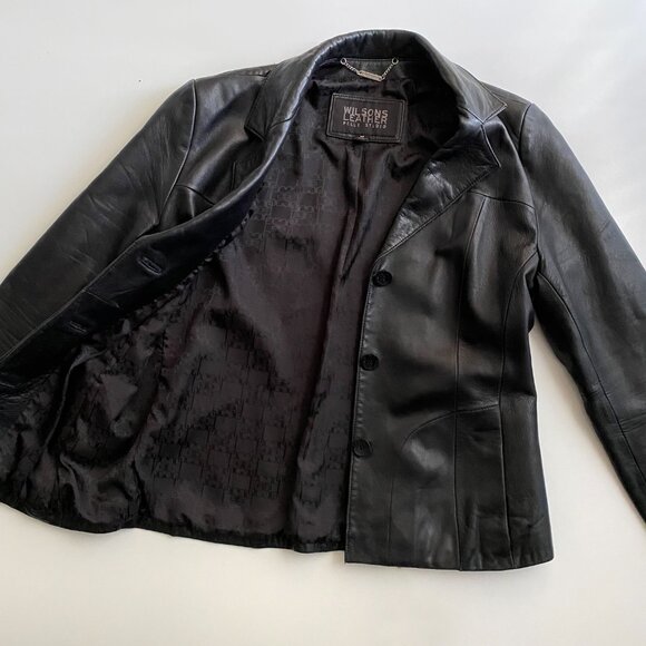 Wilsons Pelle Studio Leather Blazer Black Womens Size M Jacket Butter Soft, VTG - Picture 11 of 12